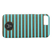 Monogramm Türkis, Schwarz und Gold Streifen Case-Mate iPhone Hülle (Rückseite (Horizontal))