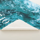 Monogramm Türkis Strand Ozean Maßanfertigung Sherpadecke (3/4)