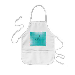 Monogramm-Türkis-Tupfen Kinderschürze