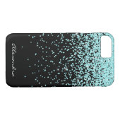 Monogramm Türkis und Schwarzer Glitzer Case-Mate iPhone Hülle (Rückseite (Horizontal))