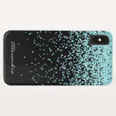 Monogramm Türkis und Schwarzer Glitzer Case-Mate iPhone Hülle (Rückseite (Horizontal))
