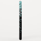 Monogramm Türkis und Schwarzer Glitzer Case-Mate iPhone Hülle (Hinten/Rechts)