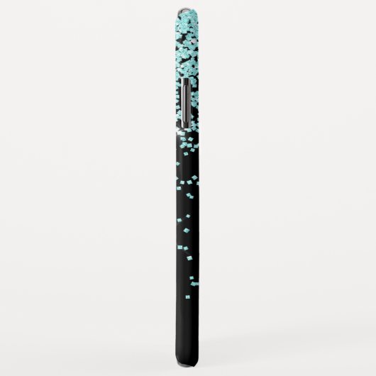 Monogramm Türkis und Schwarzer Glitzer Case-Mate iPhone Hülle (Hinten/Rechts)