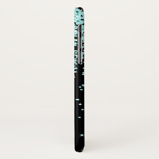 Monogramm Türkis und Schwarzer Glitzer Case-Mate iPhone Hülle (Hinten/Links)