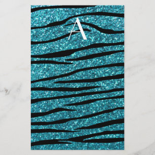 Monogramm-Türkis Zebrastreifen Briefpapier