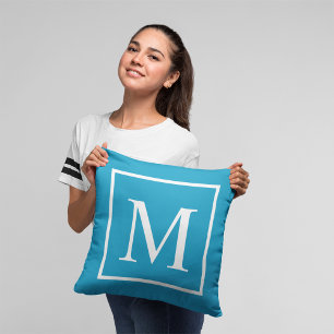 Monogramm Türkisblau anpassen Kissen