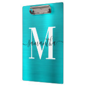 Monogramm Türkisblau Shimmer-Folie Klemmbrett (Links)