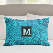 Monogramm türkisfarbenes Omelblattmuster fett mode Kissenbezug