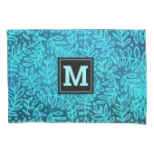 Monogramm türkisfarbenes Omelblattmuster fett mode Kissenbezug (Vorderseite)