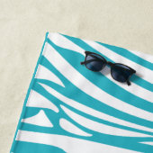 Monogramm Türkisfarbstrich Zebramuster Strandtuch (Beispiel)