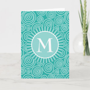Monogramm Türkisweiße Spiralen - Personalisiert Karte