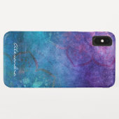 Monogramm-Turquoise und grüne Lotus-Blume Case-Mate iPhone Hülle (Rückseite (Horizontal))