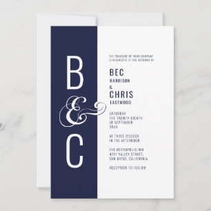 Monogramm Typografie Einfach Minimalistische Marin Einladung
