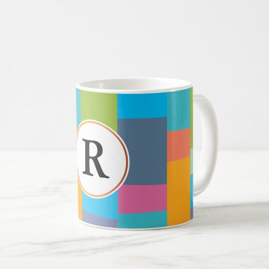 Monogramm u. buntes gemustertes kaffeetasse (VorderseiteRechts)