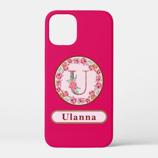Monogramm U Floral Custom Case-Mate iPhone Hülle (Rückseite)