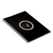 Monogramm U, Gold auf Mitternachtsschwarz, Notizblock (Rechte Seite)