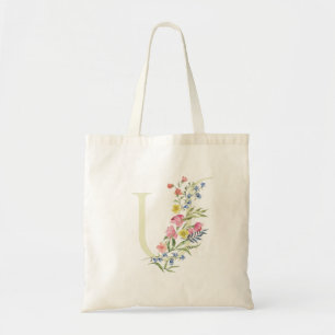 Monogramm U Hochzeit Blumenfeder-Brautparty Tragetasche