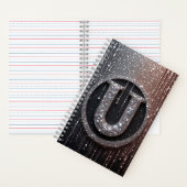 Monogramm U mit glitzernden Tropfen Notizblock (Innen)