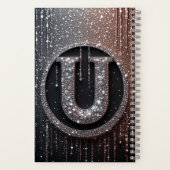 Monogramm U mit glitzernden Tropfen Notizblock (Rückseite)