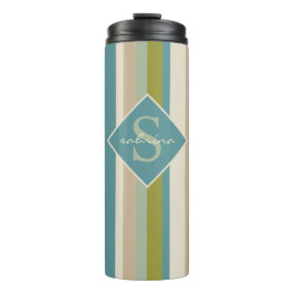 Monogramm-u. Namen-modernes aquamarines Thermosbecher