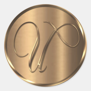 Monogramm U NONMETALLIC Bronze-Umschlag Aufkleber