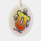 Monogramm U Sockenaffe Keramik Ornament (Rechts)
