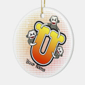 Monogramm U Sockenaffe Keramik Ornament (Links)