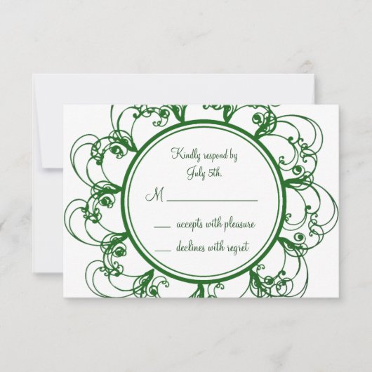 Monogramm-UAWG (grün) RSVP Karte (Vorderseite)