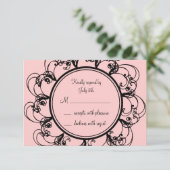 Monogramm-UAWG (rosa) RSVP Karte (Stehend Vorderseite)