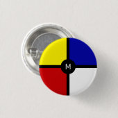 Monogramm über stilistische Mondrian Inspirierte K Button (Vorne & Hinten)
