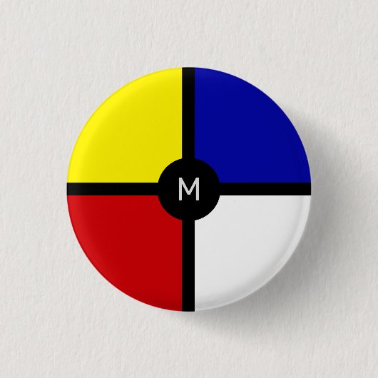 Monogramm über stilistische Mondrian Inspirierte K Button (Vorderseite)