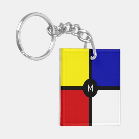 Monogramm über stilistische Mondrian Inspirierte K Schlüsselanhänger (Vorderseite links)