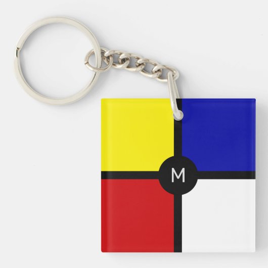 Monogramm über stilistische Mondrian Inspirierte K Schlüsselanhänger (Vorderseite)