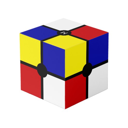 Monogramm über stilistische Mondrian Inspirierte K Würfel (Rückseite Schrägansicht)