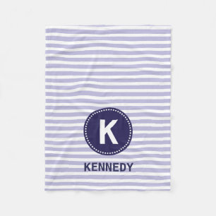 Monogramm-umfassende lila Streifen und Marine-Blau Fleecedecke