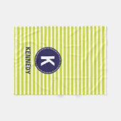 Monogramm-umfassende Limone grüne Streifen und Fleecedecke (Vorderseite (Horizontal))