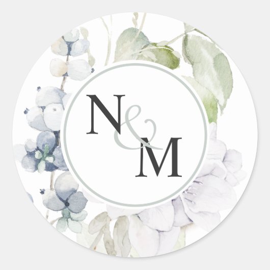 Monogramm-Umschlag Aufkleber für Chic, White und B (Vorderseite)