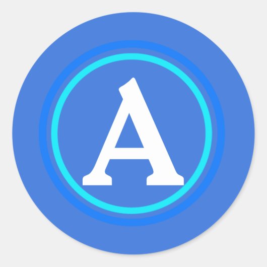 Monogramm-Umschlag Aufkleber für das blaue und wei (Vorderseite)