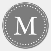 Monogramm-Umschlag Aufkleber Grau-Weiß (Vorderseite)