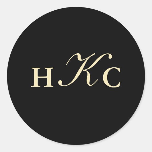 Monogramm-Umschlag Aufkleber Schwarz und Elfenbein (Vorderseite)