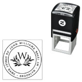 Monogramm und Blätter Erste Rücksendeadresse Permastempel (Beispiel)