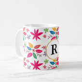 Monogramm und Blätter Kaffeetasse (Vorderseite Links)