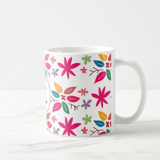 Monogramm und Blätter Kaffeetasse (Rechts)