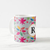 Monogramm und Blätter Kaffeetasse (Vorderseite Links)