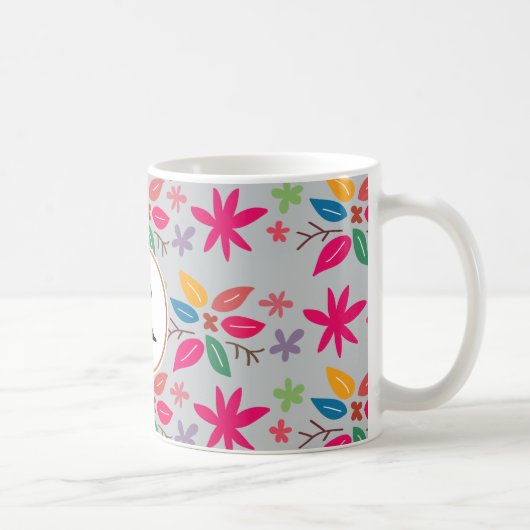 Monogramm und Blätter Kaffeetasse (Rechts)