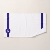 Monogramm und Blauer Streifen auf Weiß Badhandtuch Set (Handtuch)