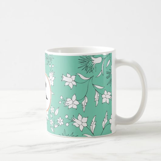 Monogramm und Blume Kaffeetasse (Rechts)