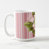 Monogramm und Blumen auf rosa Streifen Kaffeetasse (Links)