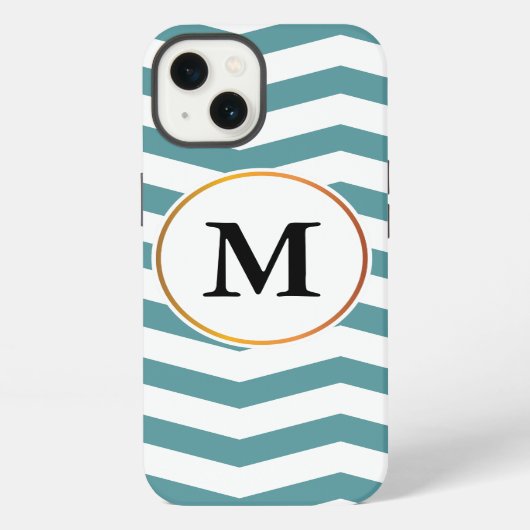 Monogramm- und Chevron-Muster iPhone Hülle (Rückseite)