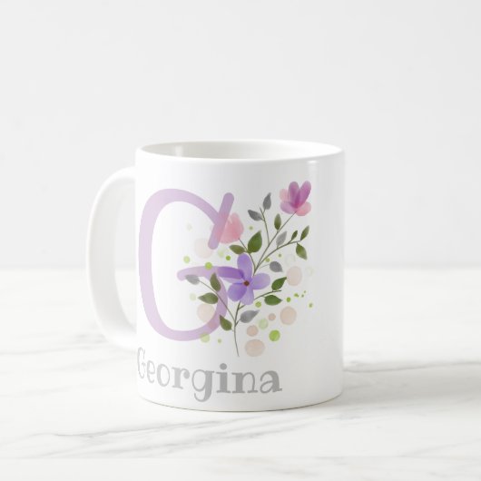 Monogramm und Christlicher Name Georgina Kaffee Ta Kaffeetasse (Vorderseite Links)